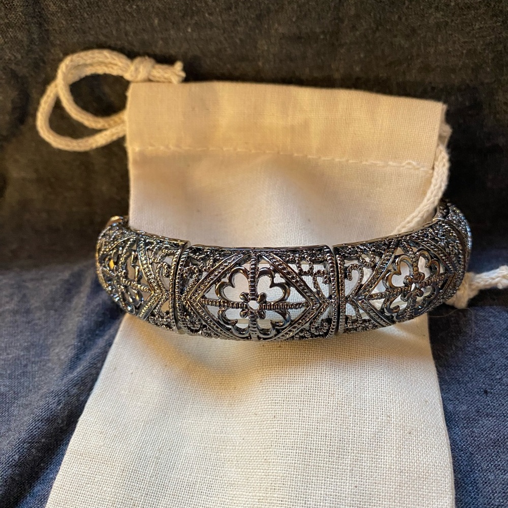 Silver Filigree Bangle Bracelet